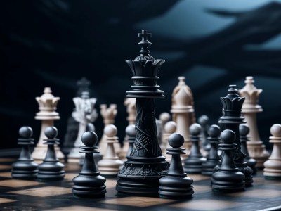 Chess Pieces On A Board Have Been Put On A Black Background