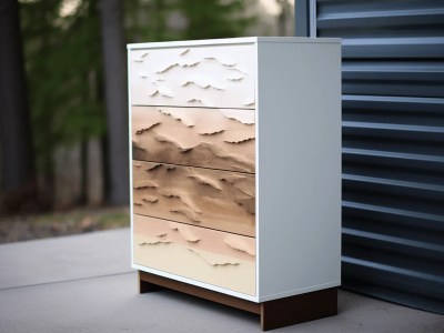 Chest Of Drawers With A Brownish Colored Pattern