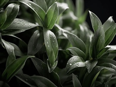 Closeup Image Of Some Green Leaves On Black