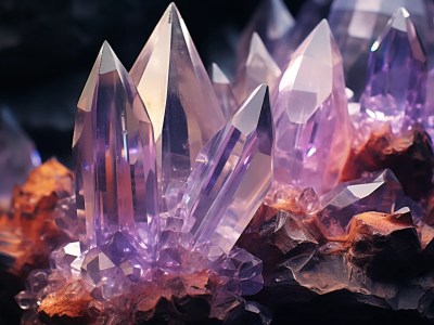 Cluster Of Crystals With A Large Amount Of Purple Crystals