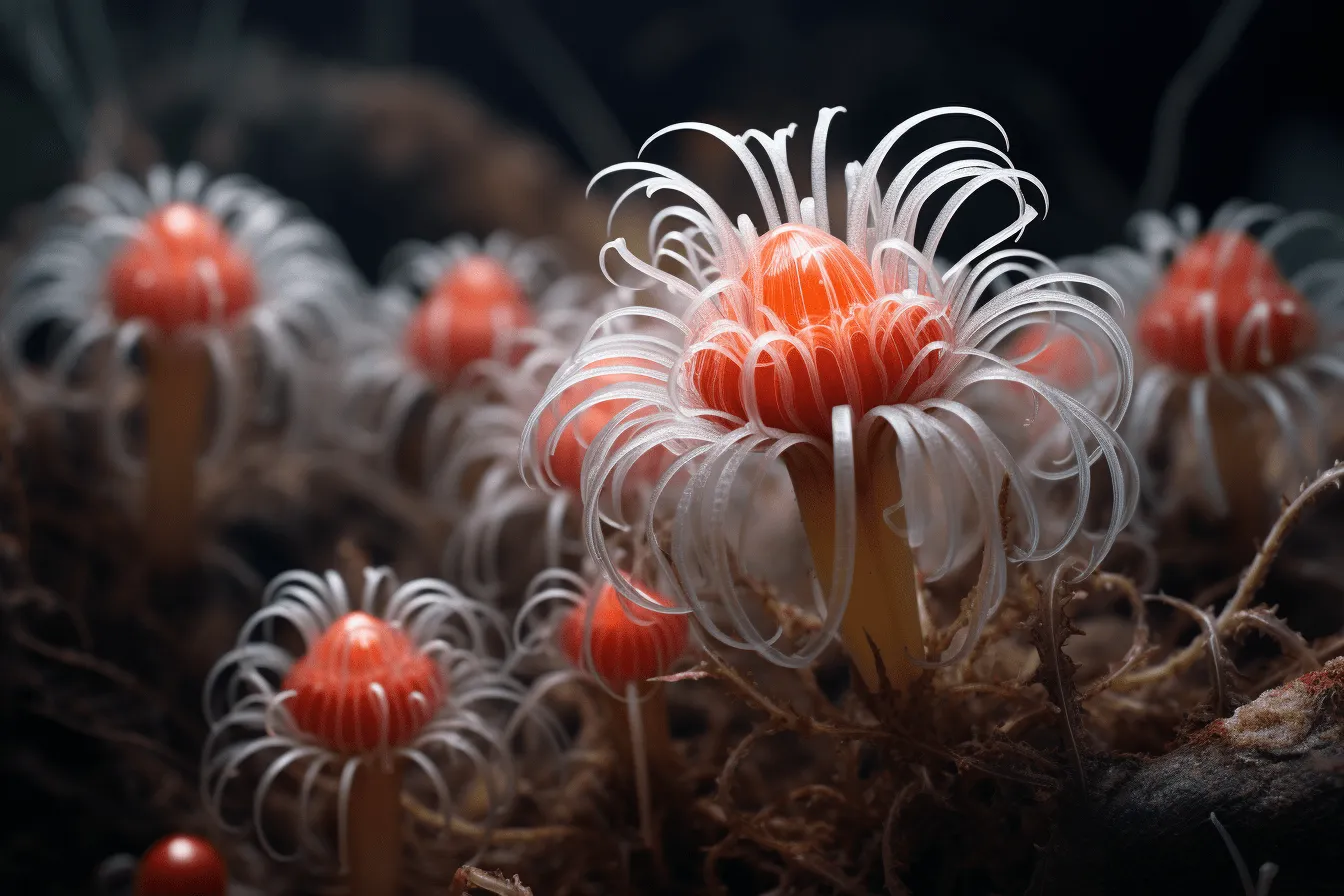 Cactus under the sea, national geographic photo, dark white and orange, tangled nests, focus stacking, angura kei, delicate modeling, made of rubber