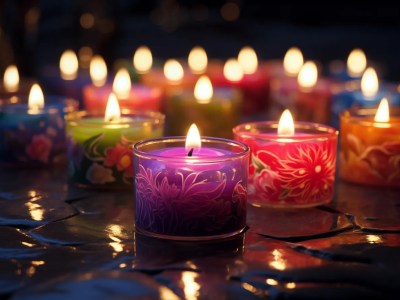 Colorful Candles Are Lit And Lit Together