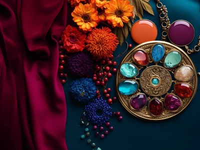 Colorful Gemstones And Jewels On A Velvet Fabric