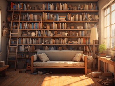 Couch With A Book Shelf