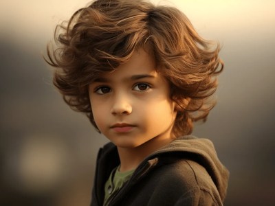 Cute Portrait Of A Young Boy With Long Hair