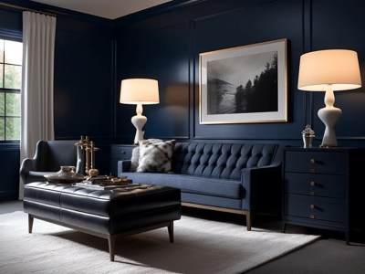 Dark Navy Wall Color Ideas Black Leather Chairs For Living Room