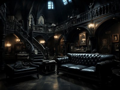 Dark Wooden Floors With A Black Couch