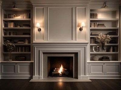 Decorative Fireplace Bookshelves With Lights In The Middle For Mantel Design