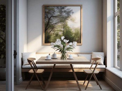 Dining Room In The Morning With An Artwork