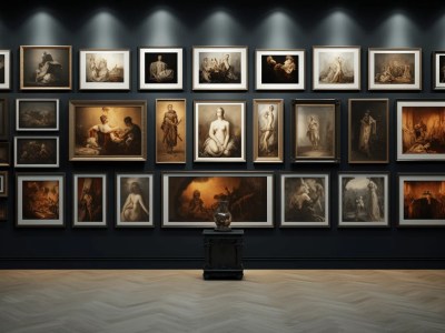 Display In An Art Gallery With Framed Pictures