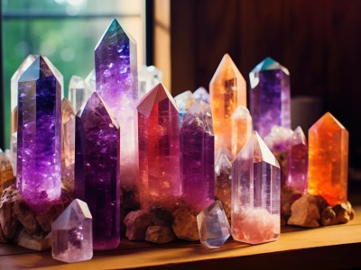 Display Of Crystals In A Desk  Inspirational Stock Photo