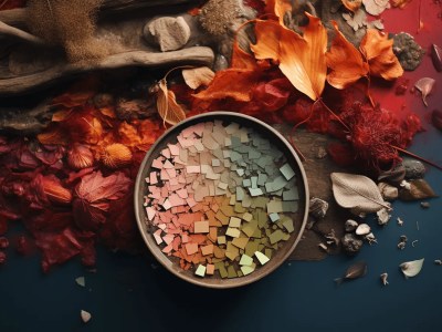 Empty Bowl Filled With A Variety Of Pieces Of Fallen Autumn Leaves