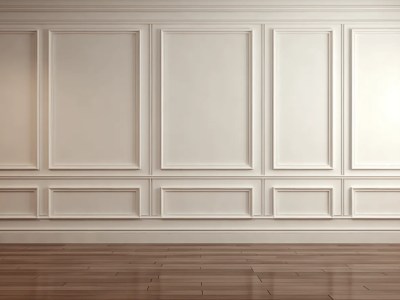 Empty Room With Paneled Walls, Brown Wood Floors, And Windows