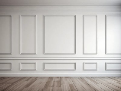 Empty White Decorated Room With Wood Floor