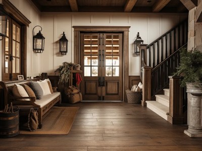 Entryway With Wooden Flooring And Wooden Pieces