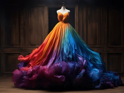 Fairy Tale Wedding Dress On Display In A Wooden Room In The Evening Rainbow Fantasy Color Отораии