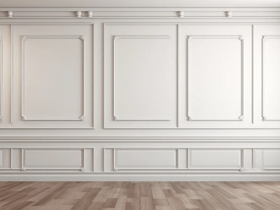 Fancy White Room With Wooden Floors And Wooden Panels 3D Rendering