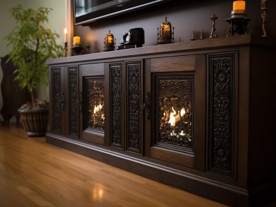 Firebox In The Front Of A Room With Candles