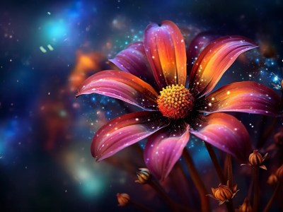 Flower On A Background With Light Stars