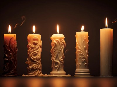 Four 3Dprinted Candles On Black Ground