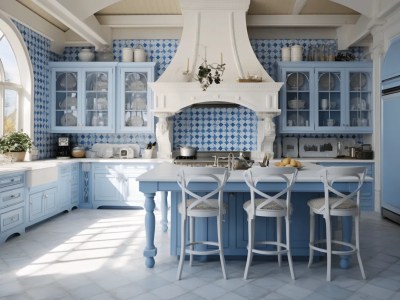 French Country Blue Kitchen