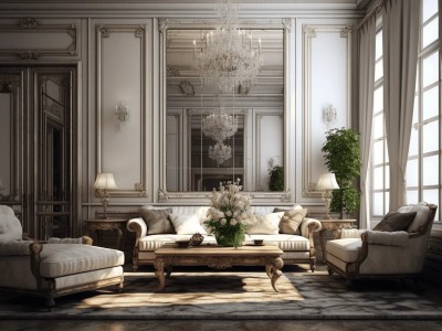 French Royal Living Room In Paris 3D Interior And Furniture