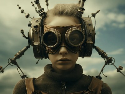 Girl Wearing A Mask And A Steampunk Head Set