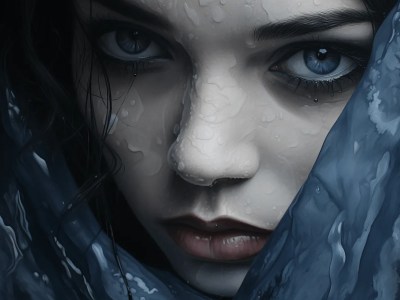 Girl With Blue Eyes In Rain Background Wallpaper