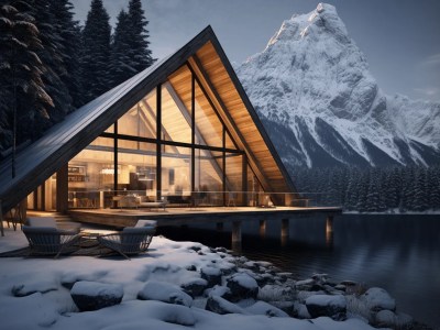 Glass House In A Beautiful Winter Cabin Near The Lake