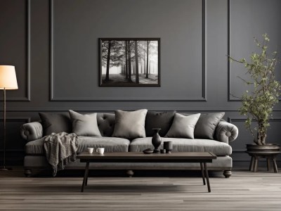 Gray Couch In A Dark Gray Living Room