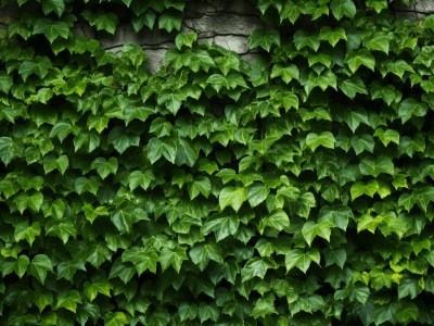 Green Ivy Vines Growing In The Wall With The Stone Wall