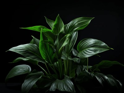 Green Plant Sitting On A Black Background On White Background