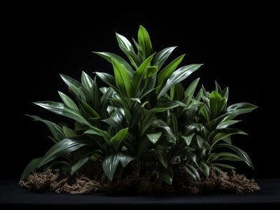 Green Plants On A Black Background