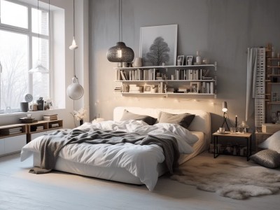 Grey Themed Bedroom With A White Bed