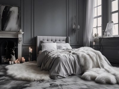 Grey With Furry Bedding For A Futuristic Bedroom