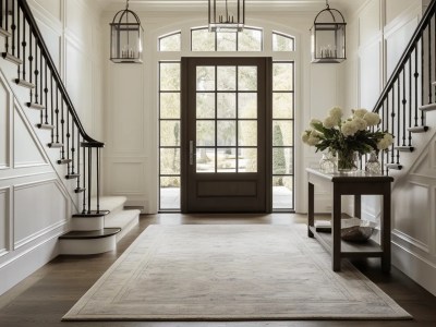 Hallway With Open Doors And A Beautiful Rug