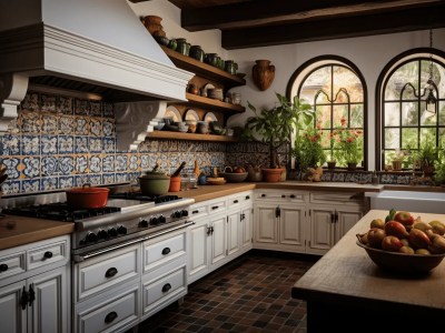 Home Kitchen With Windows And Tile Flooring