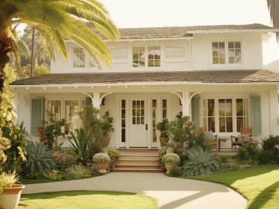 Home With A Lawn And Landscape Around The Entrance