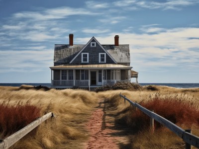 House With A Path Leading To The Ocean