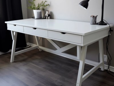 Hudson Iii White Desk With Drawers