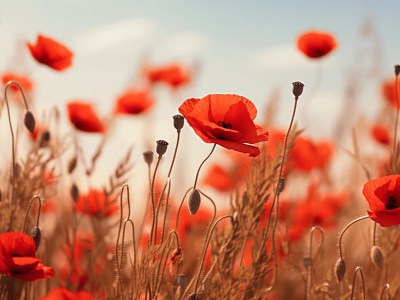 Image Of Red Poppies In A Field