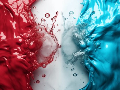 Image Showing Splashes Of Red Red And Blue Water