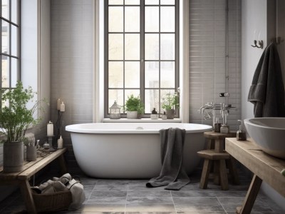 Impressive Bathroom With A Bathtub And Large Window