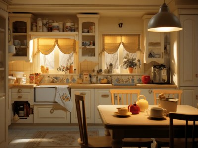 Kitchen Dining Room Surrounded By Cabinets