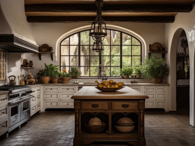 Kitchen That Features An Island And Open Air Windows