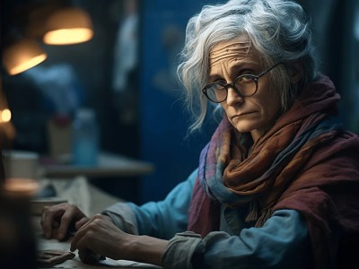 Lady In Glasses Working At A Desk With Lights