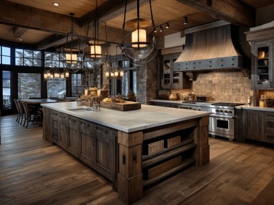 Large Kitchen In A Cabin Style