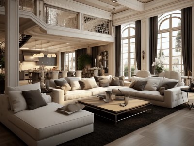 Large Living Room With Furniture In A Posh Building