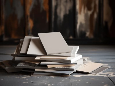 Large Pile Of Books On Old Grey Wood Floor