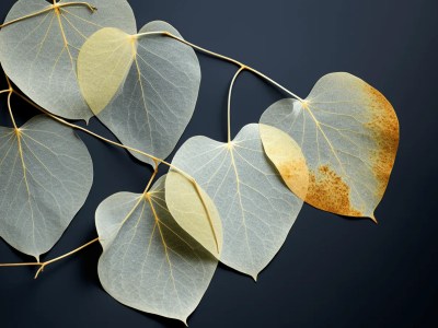 Leaves On A Gray Surface On A Branch